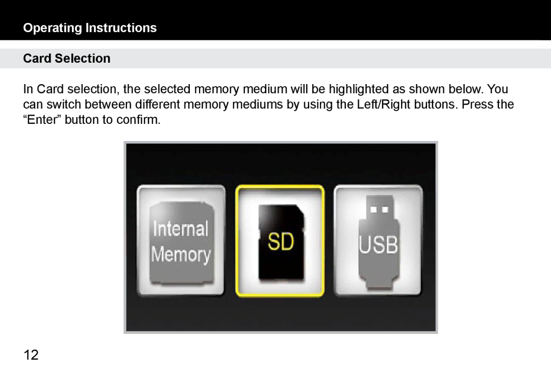 Aluratek ADMPF315F, ADMPF119 manual Card Selection 