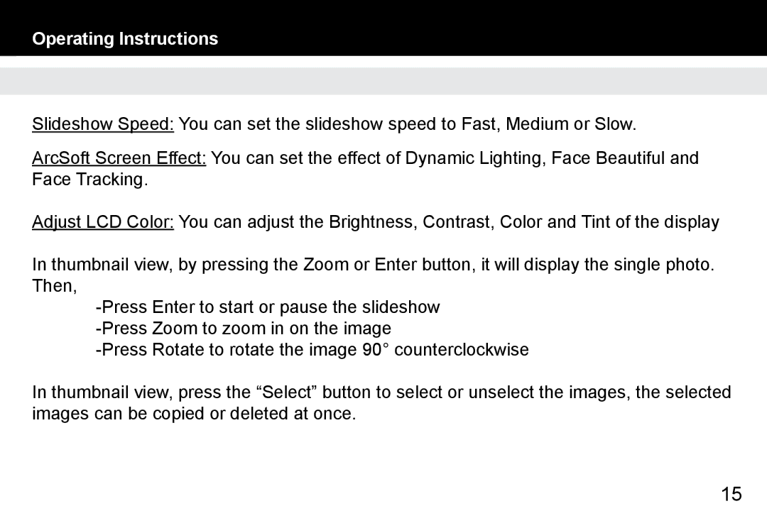 Aluratek ADMPF119, ADMPF315F manual Operating Instructions 