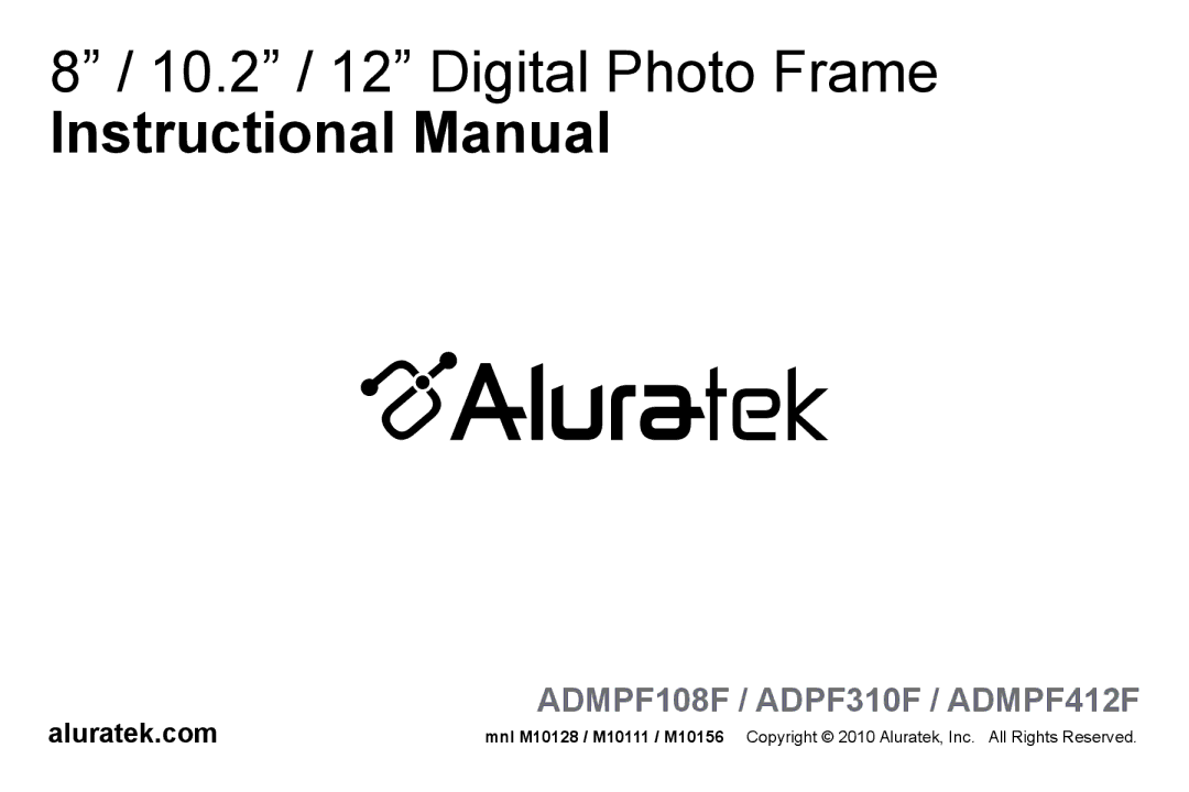 Aluratek ADMPF412F manual Instructional Manual, Aluratek.com 