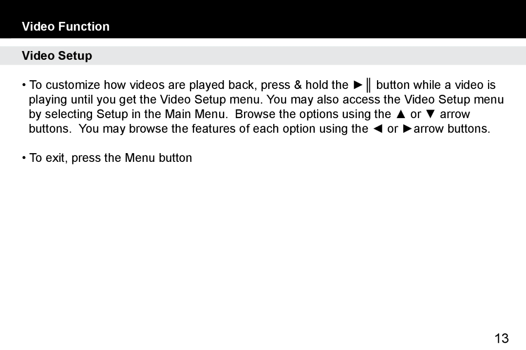 Aluratek ADMPF412F manual Video Setup 