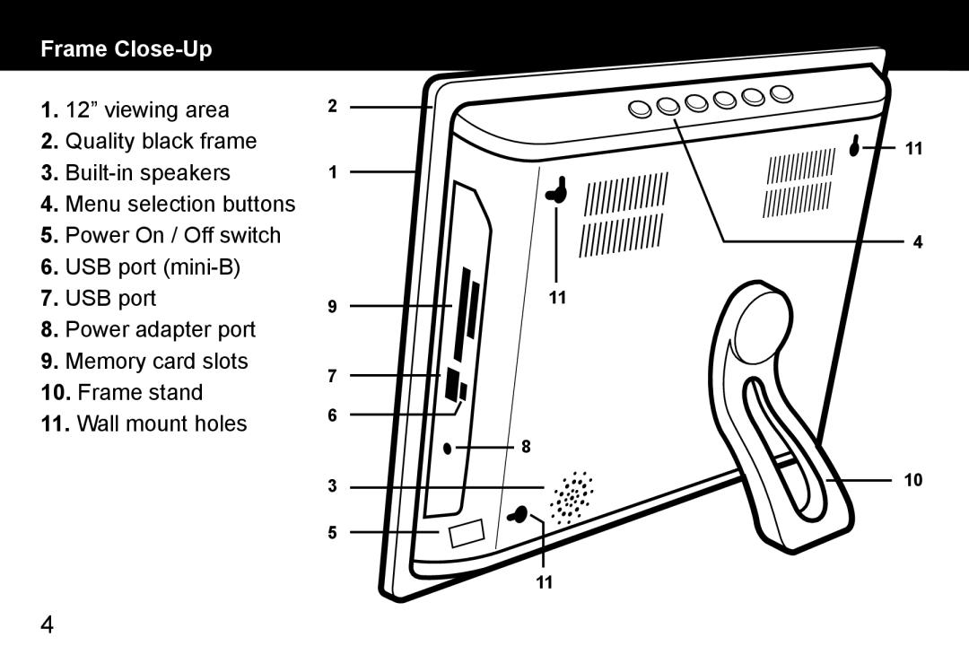 Aluratek ADMPF512F manual Frame Close-Up 