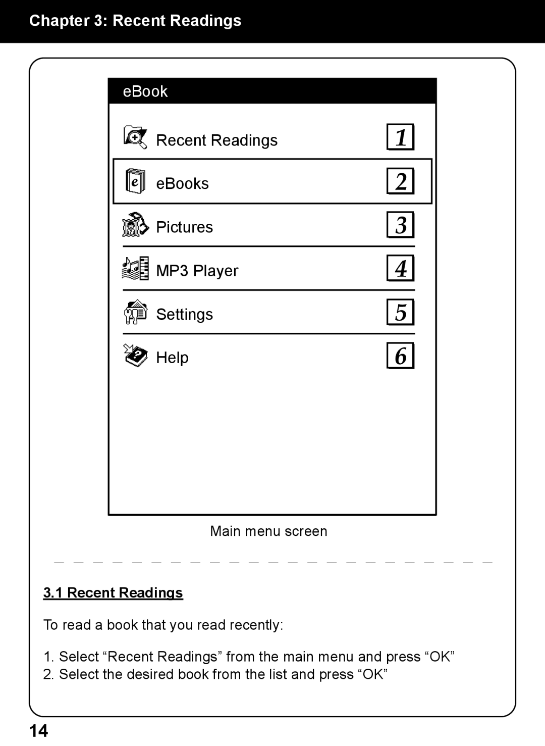 Aluratek AEBK01FS manual Recent Readings, EBook 