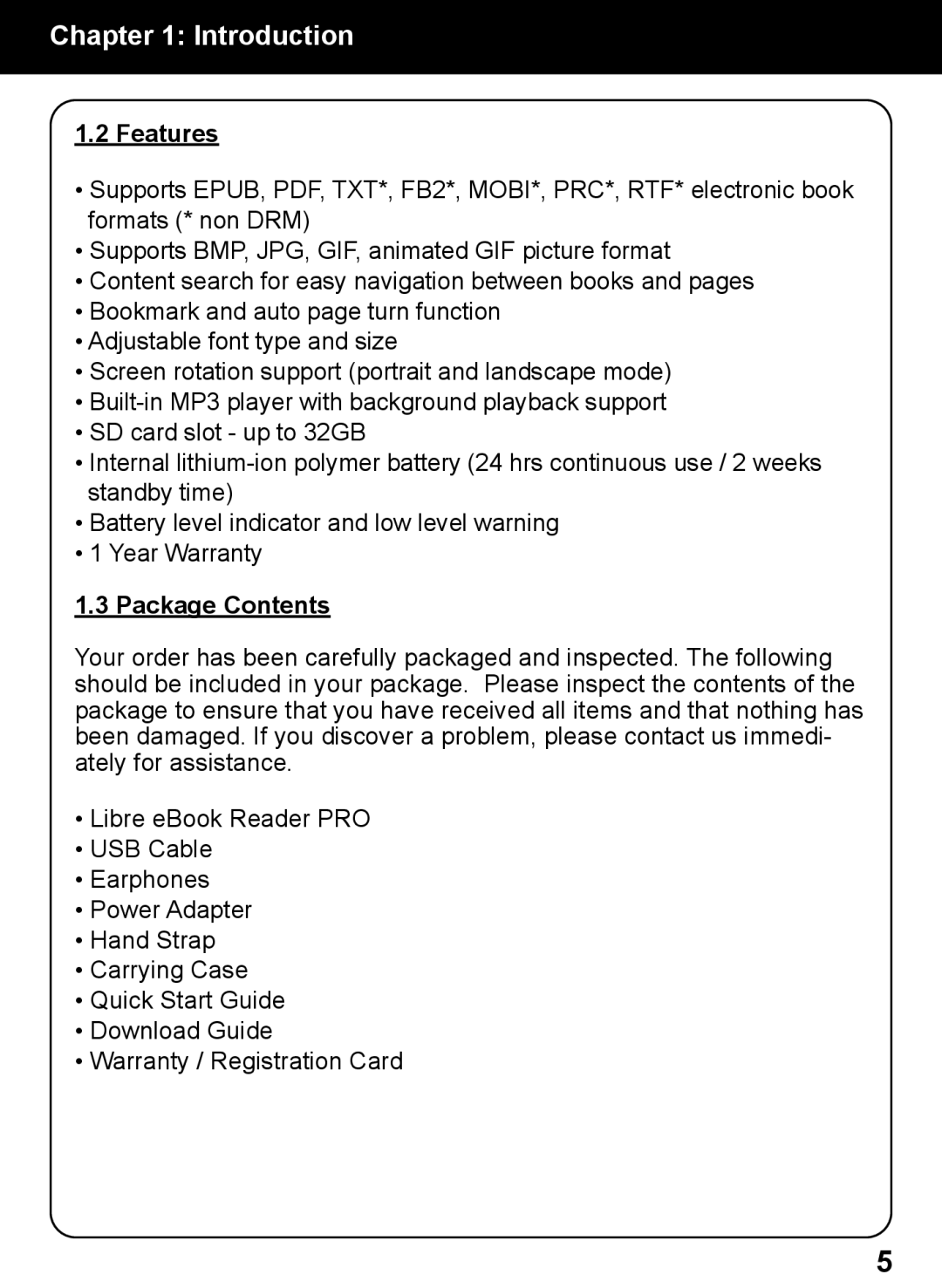 Aluratek AEBK01FS manual Features, Package Contents 