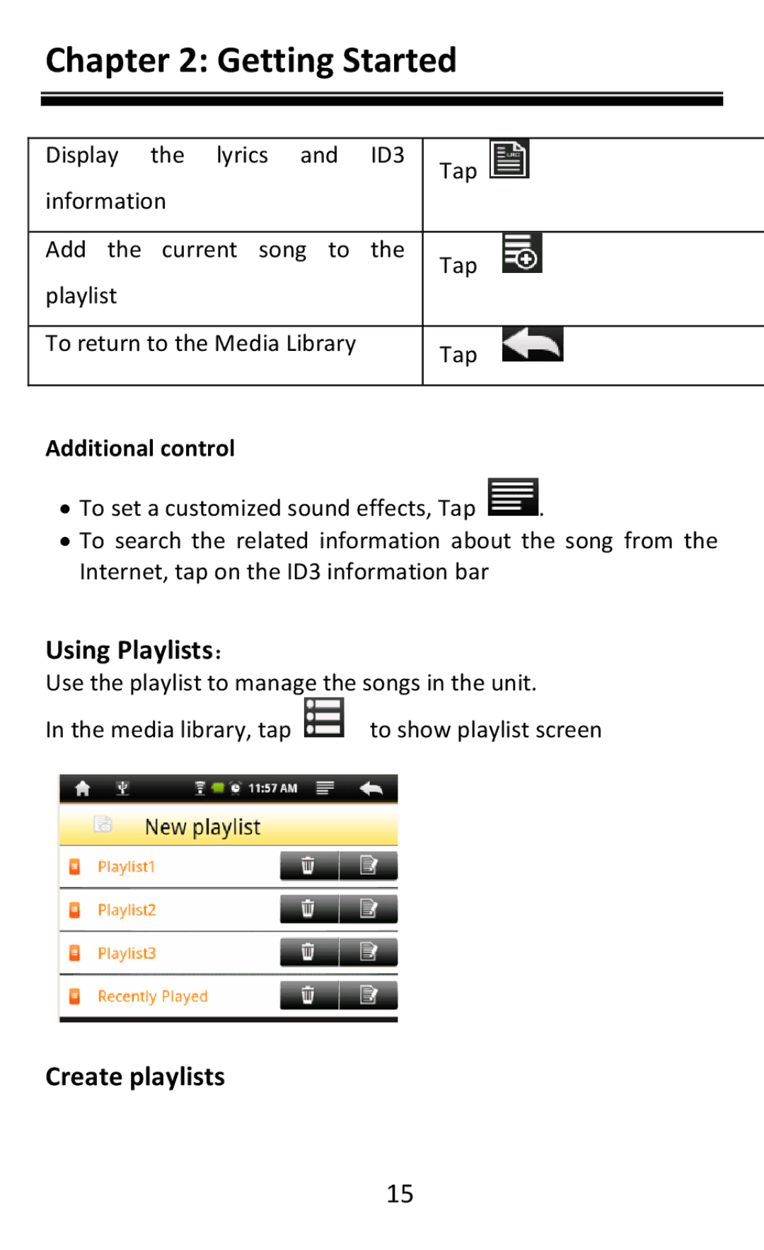 Aluratek AEBK08FB manual Using Playlists：, Create playlists, Additional control 