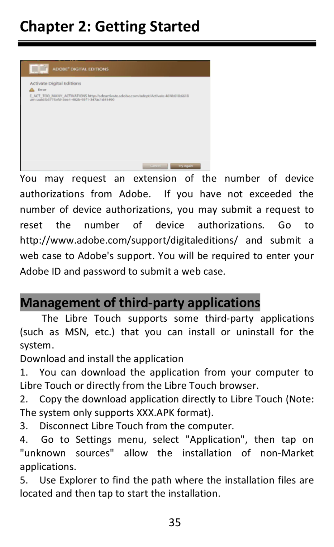 Aluratek AEBK08FB manual Management of third-party applications 