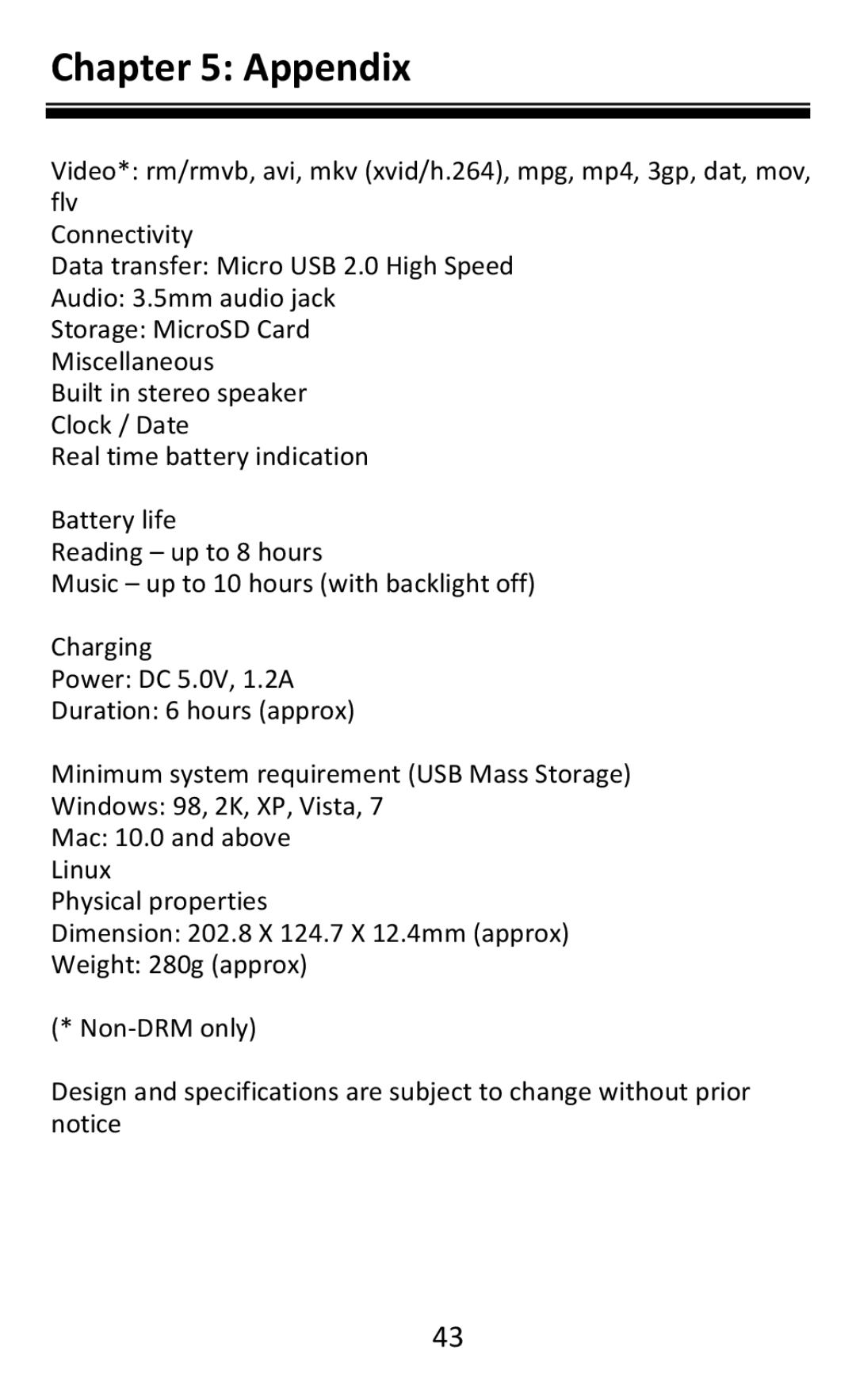 Aluratek AEBK08FB manual Appendix 