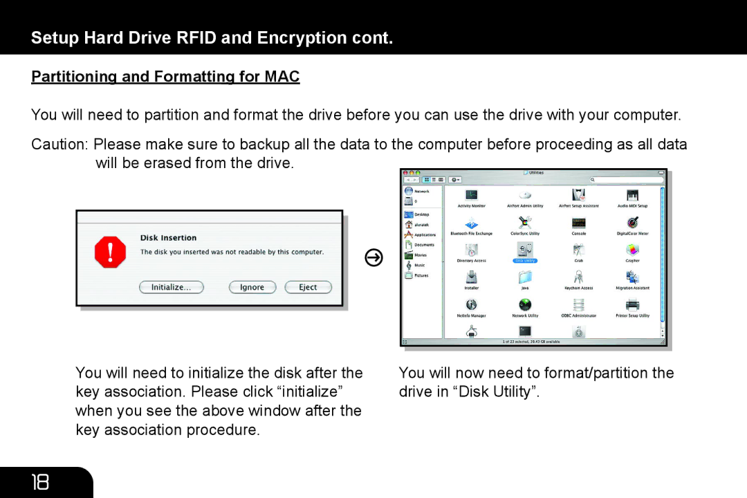 Aluratek AHDURS350F manual Partitioning and Formatting for MAC 