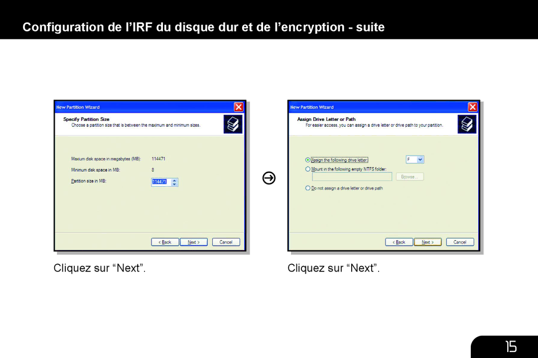 Aluratek AHDURS350F manual Conﬁguration de l’IRF du disque dur et de l’encryption suite 