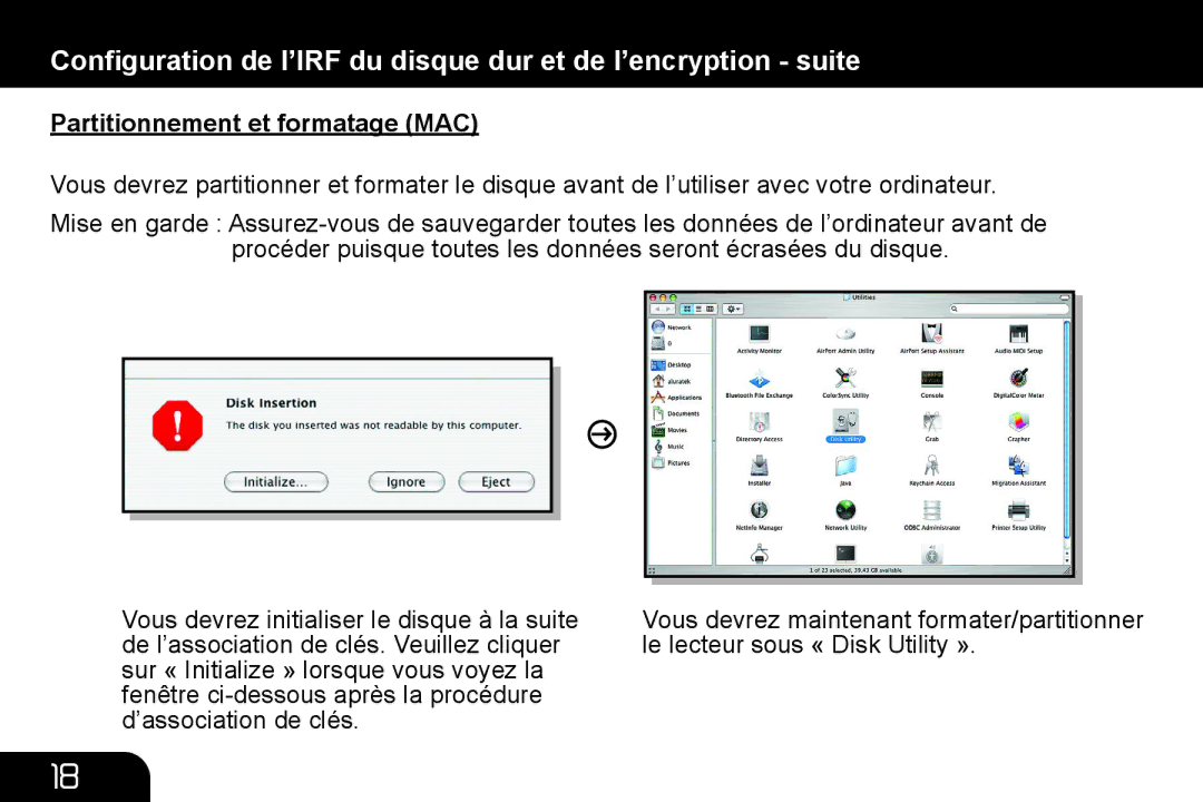 Aluratek AHDURS350F manual Partitionnement et formatage MAC 