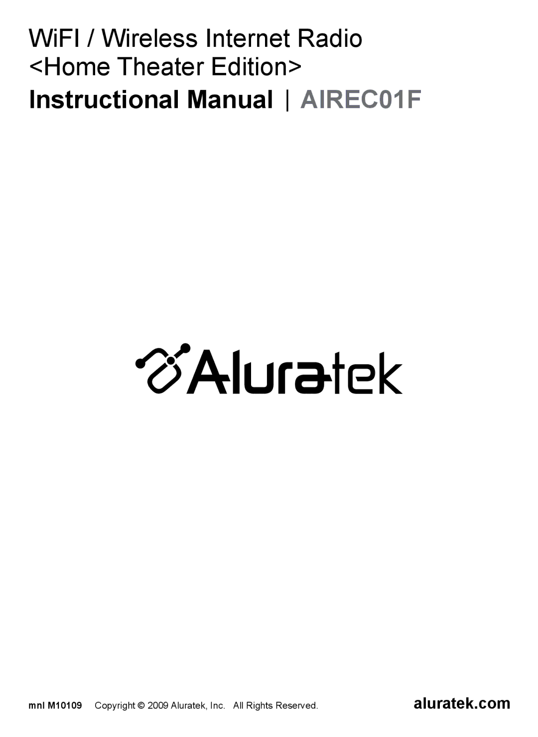 Aluratek manual Instructional Manual AIREC01F, Aluratek.com 