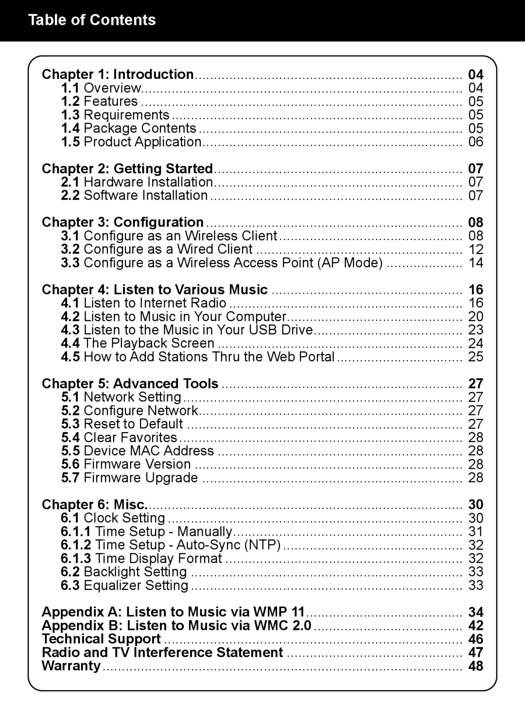 Aluratek AIREC01F manual Table of Contents 