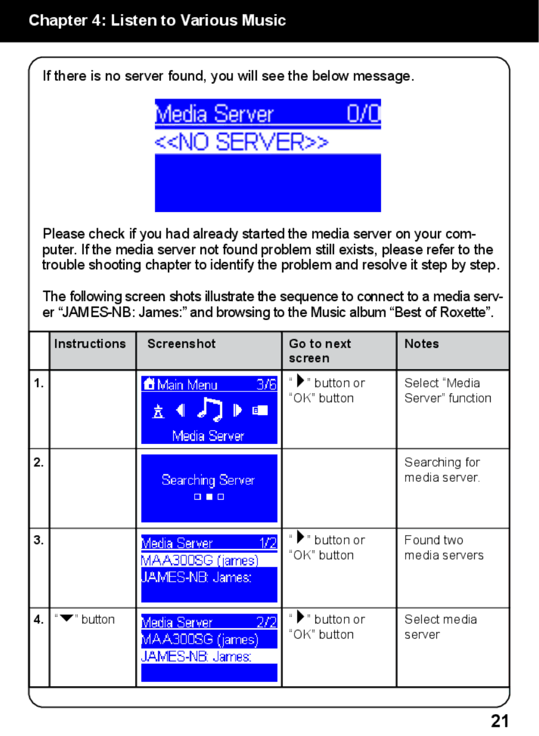 Aluratek AIREC01F manual If there is no server found, you will see the below message 