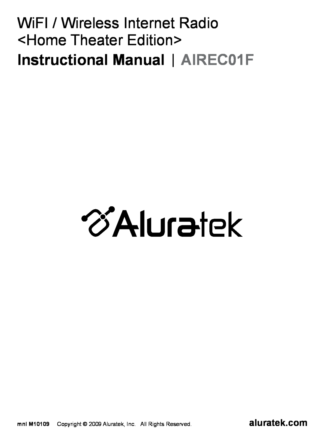 Aluratek manual Instructional Manual AIREC01F 