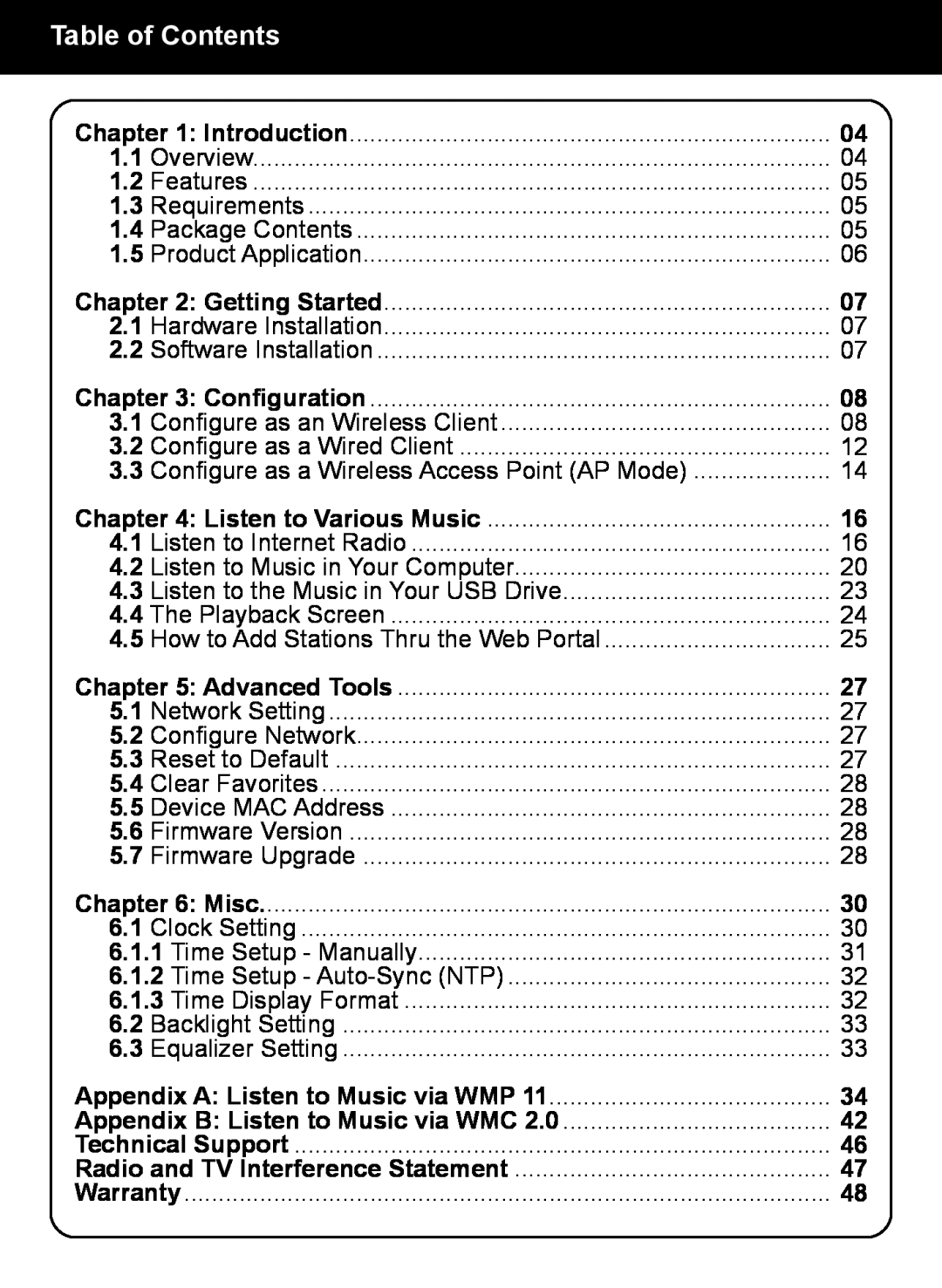 Aluratek AIREC01F manual Table of Contents 