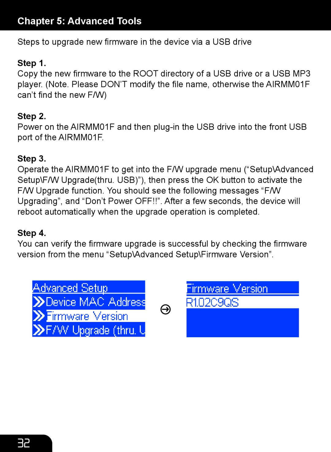 Aluratek AIRMM01F manual Step 