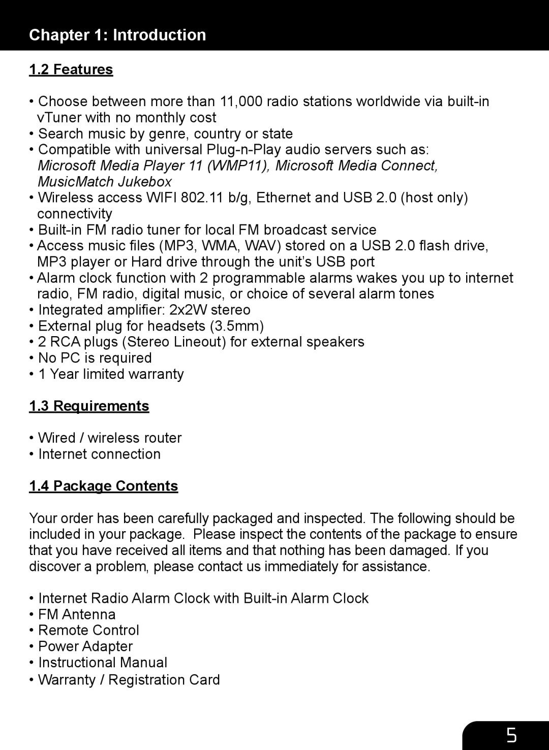 Aluratek AIRMM01F manual Features, Requirements, Package Contents 