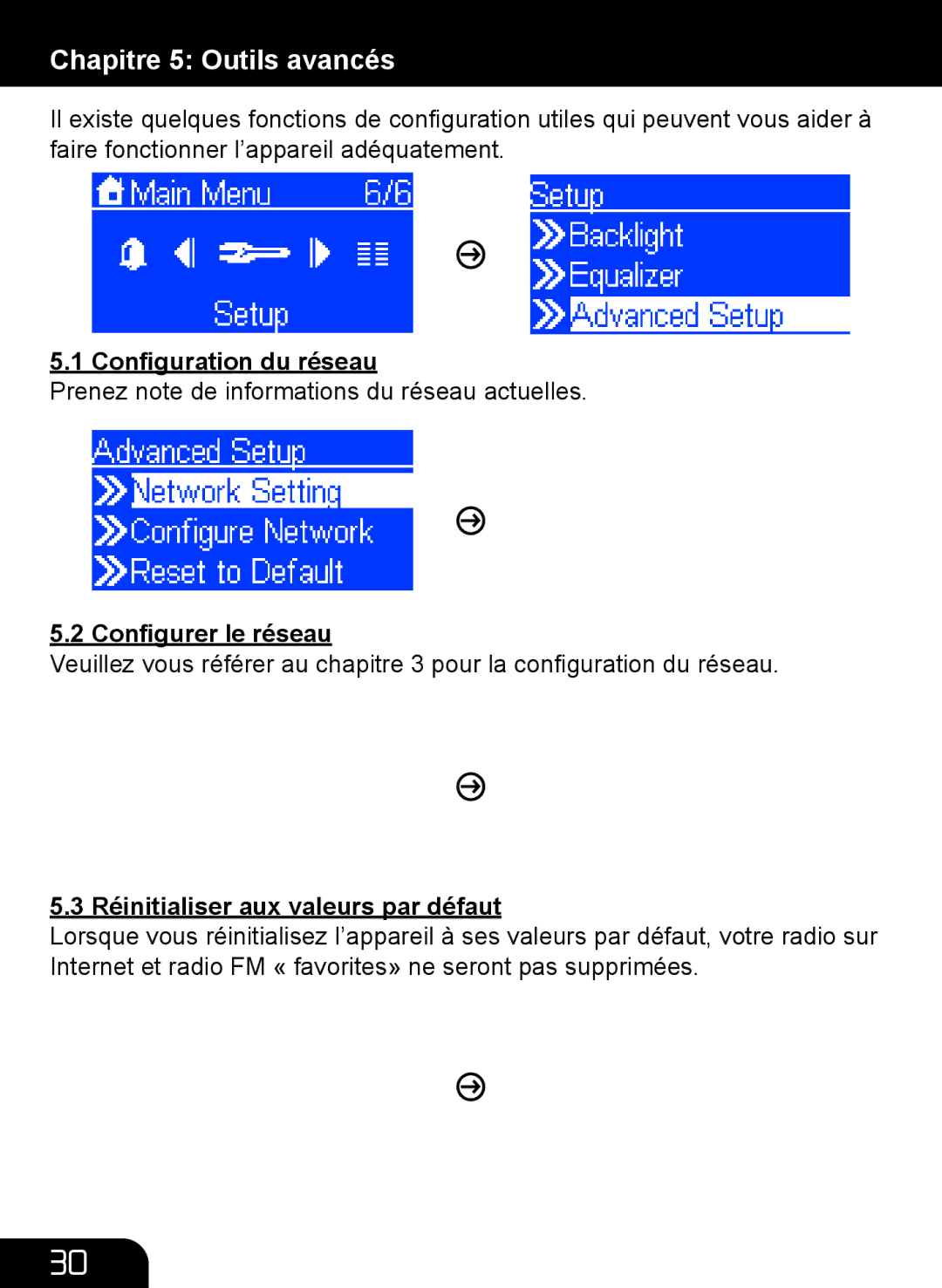 Aluratek AIRMM01F manual Chapitre 5 Outils avancés, Conﬁguration du réseau, Conﬁgurer le réseau 