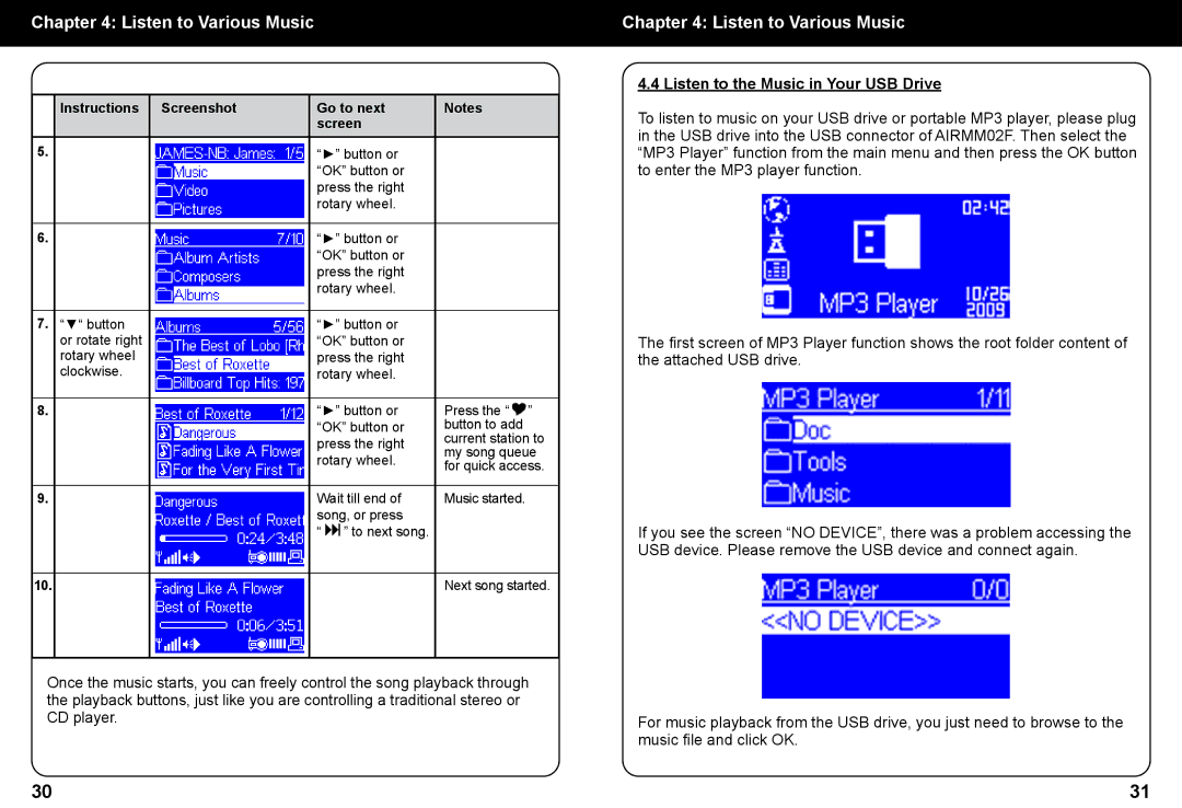 Aluratek AIRMM02F manual Listen to the Music in Your USB Drive 