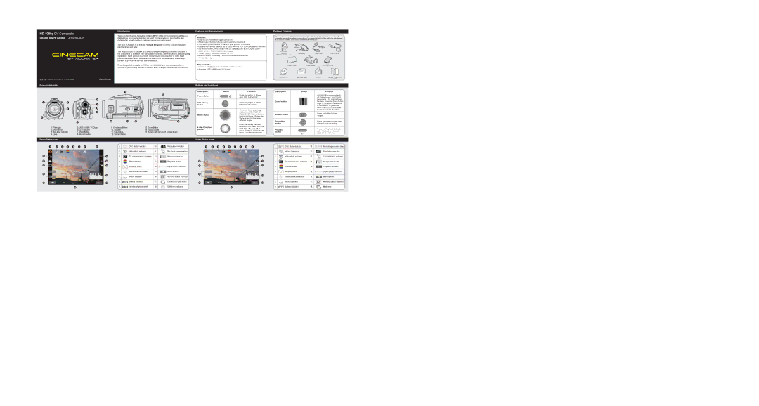 Aluratek HD 1080P warranty Product Highlights Introduction, Features and Requirements, Photo Status Icons 