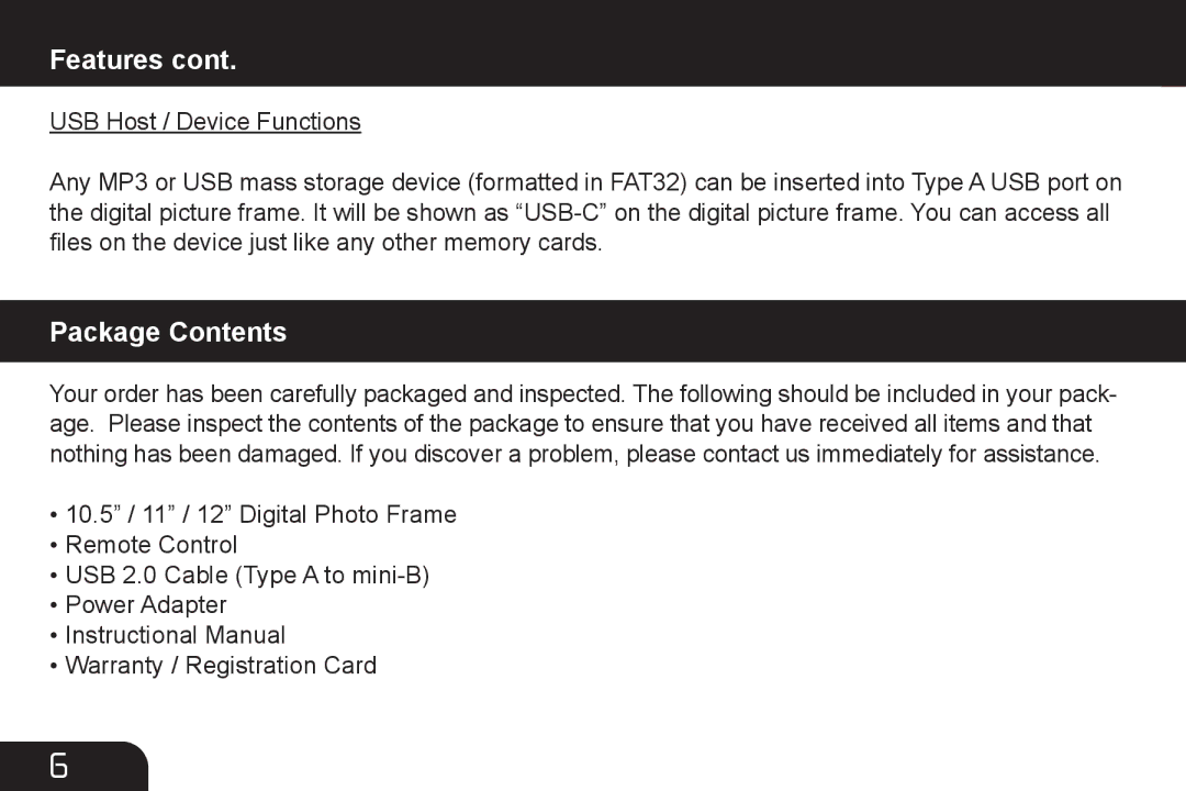 Aluratek M10015, M10063, M10058, M10053, M10057, M10039 manual Package Contents 