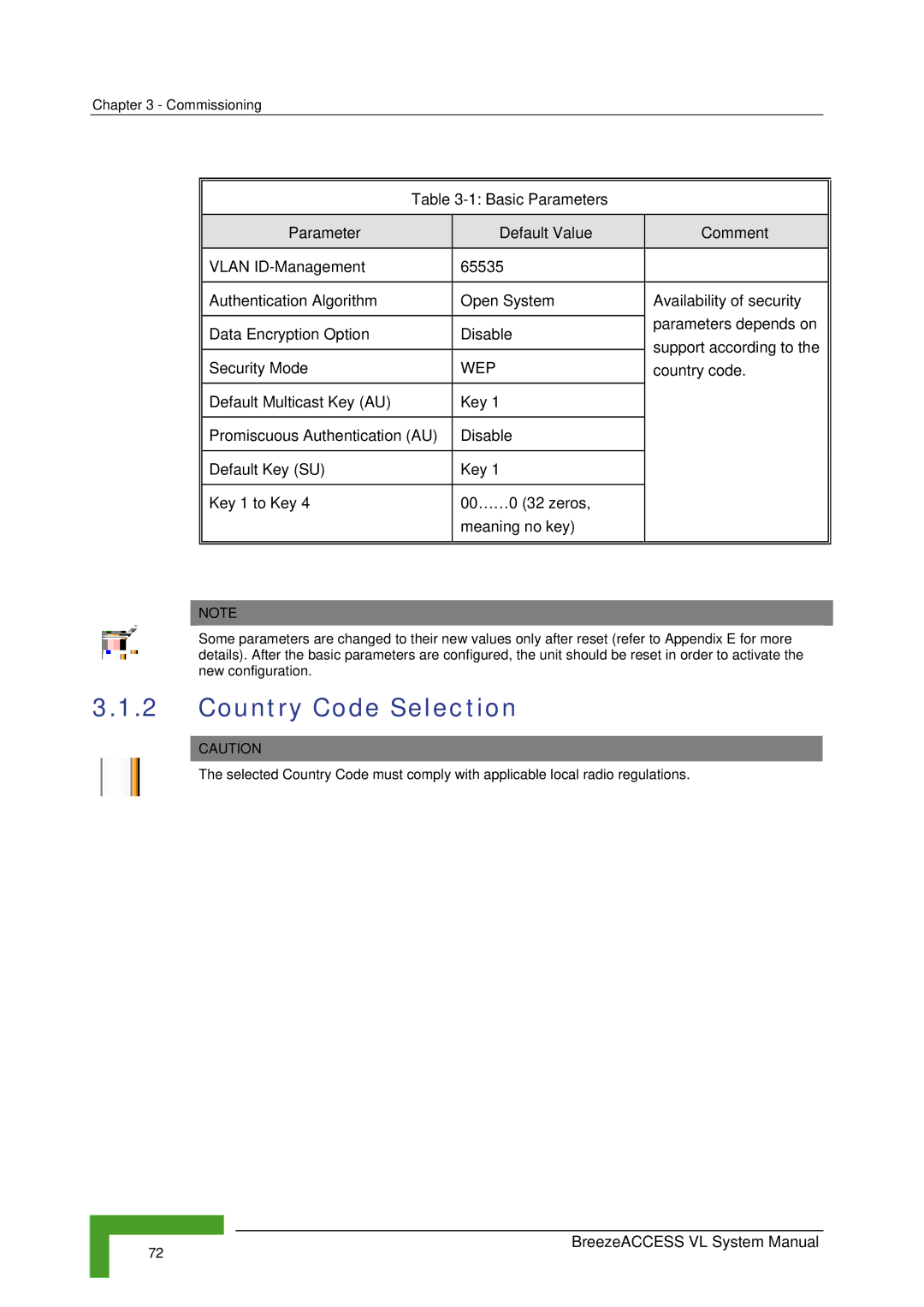 Alvarion SW VERSION 5.1 system manual Country Code Selection, Wep 