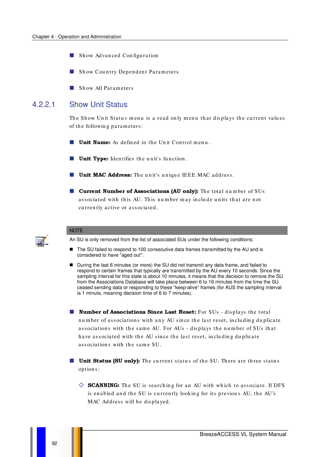 Alvarion SW VERSION 5.1 system manual Show Unit Status 