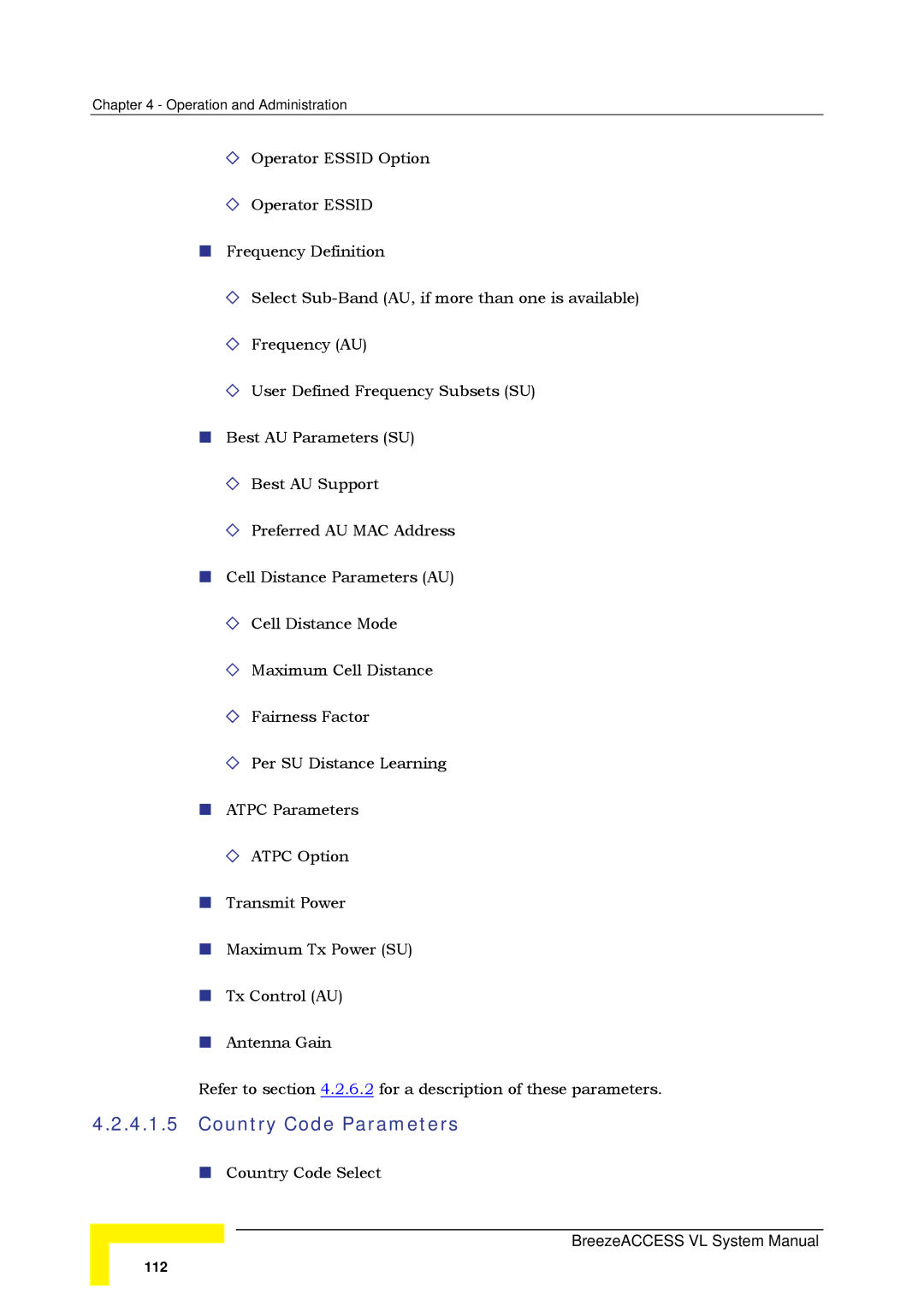 Alvarion SW VERSION 5.1 system manual Country Code Parameters 