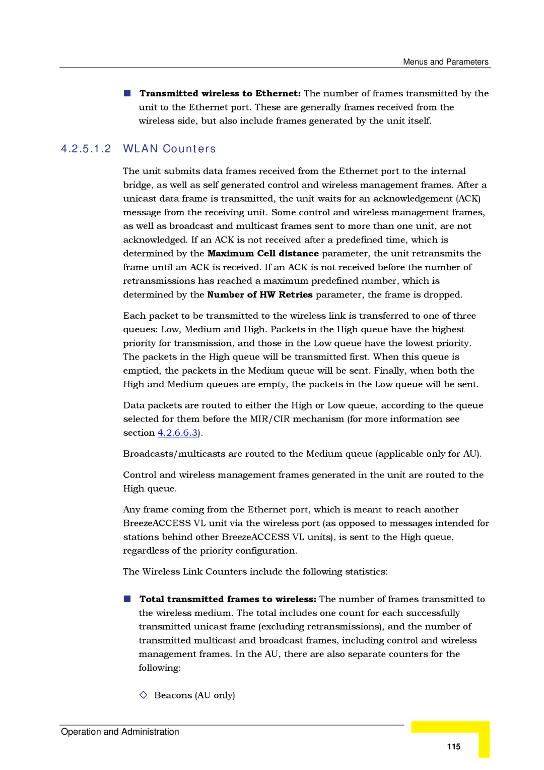 Alvarion SW VERSION 5.1 system manual Wlan Counters 