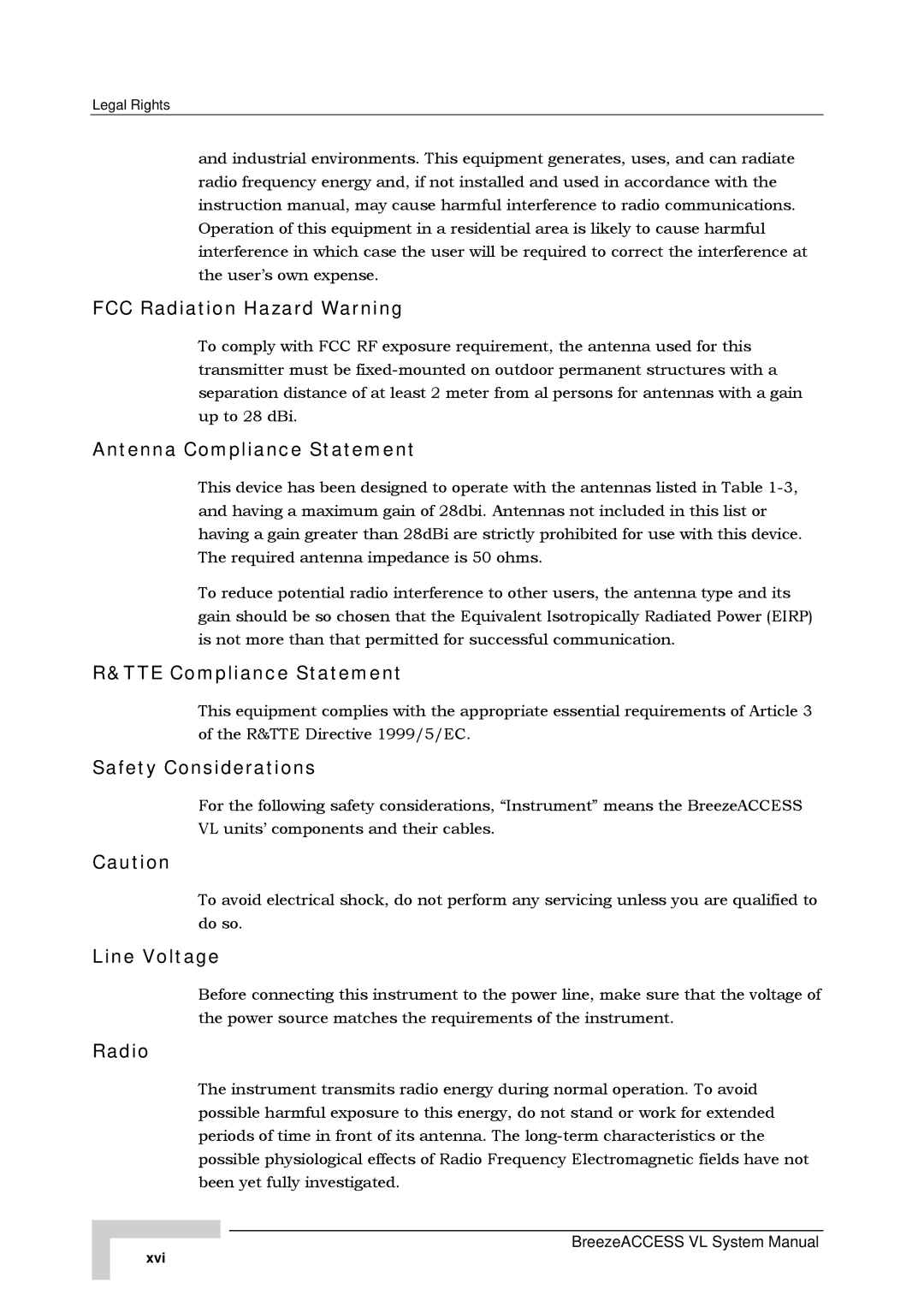 Alvarion SW VERSION 5.1 system manual FCC Radiation Hazard Warning 