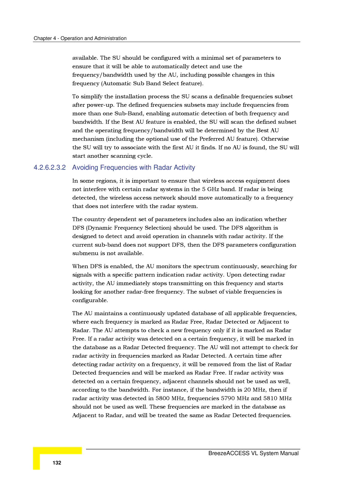 Alvarion SW VERSION 5.1 system manual Avoiding Frequencies with Radar Activity 