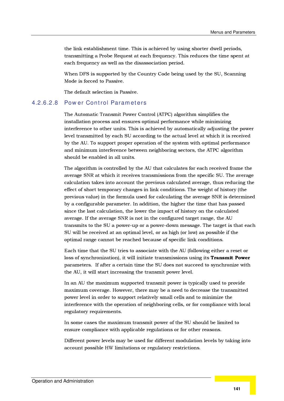 Alvarion SW VERSION 5.1 system manual Power Control Parameters 