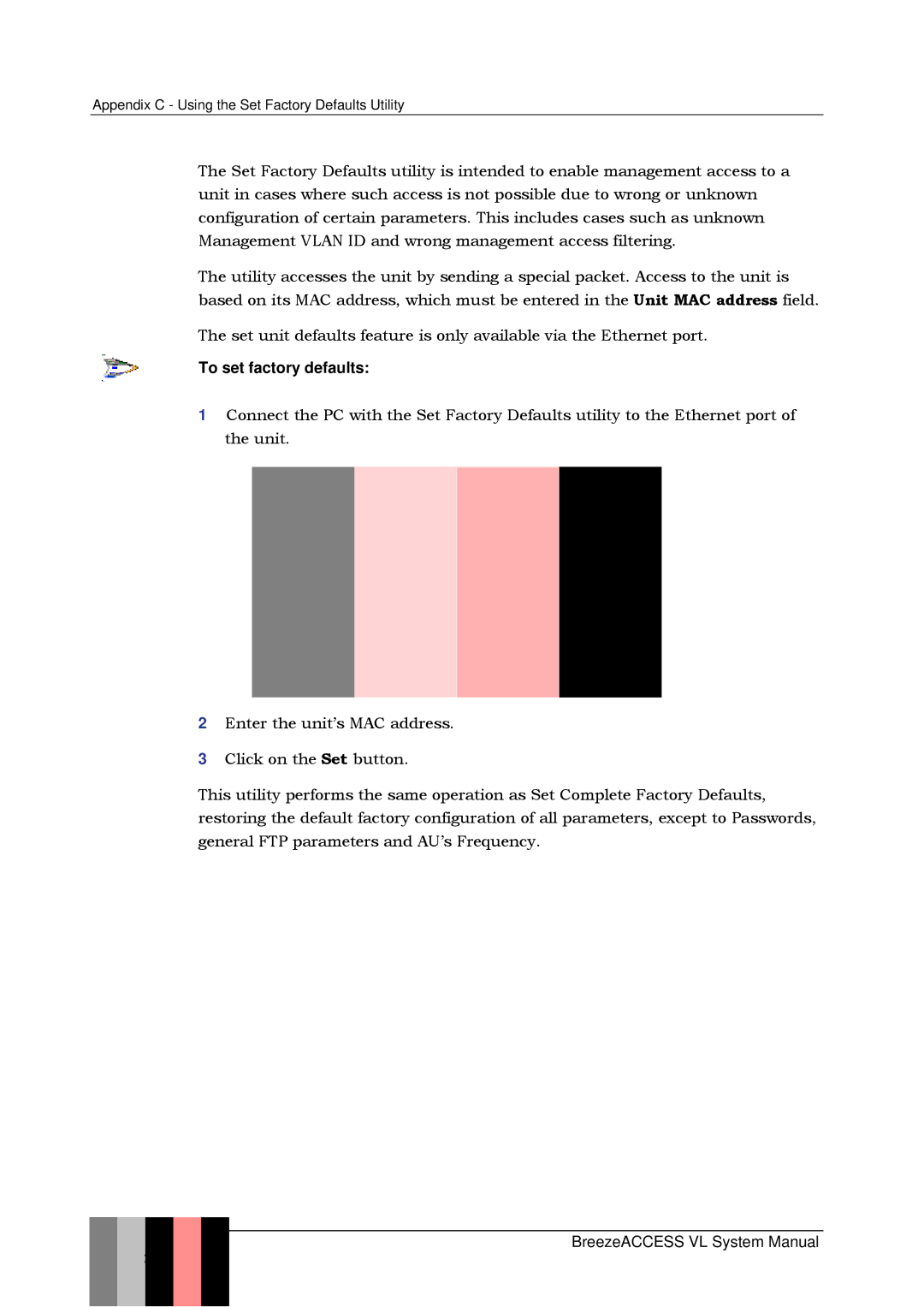 Alvarion SW VERSION 5.1 system manual To set factory defaults 