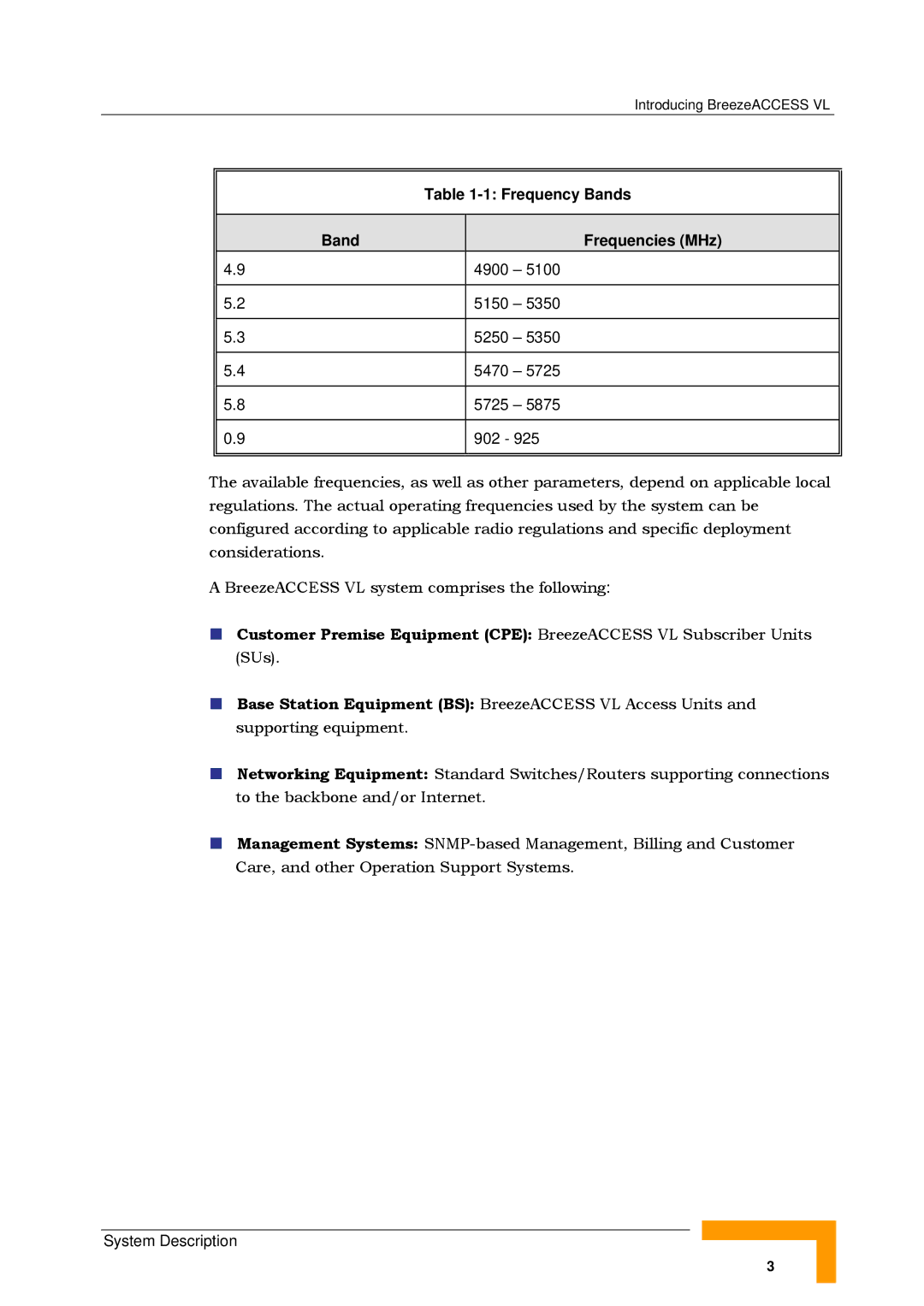 Alvarion SW VERSION 5.1 system manual Frequency Bands, Band Frequencies MHz 