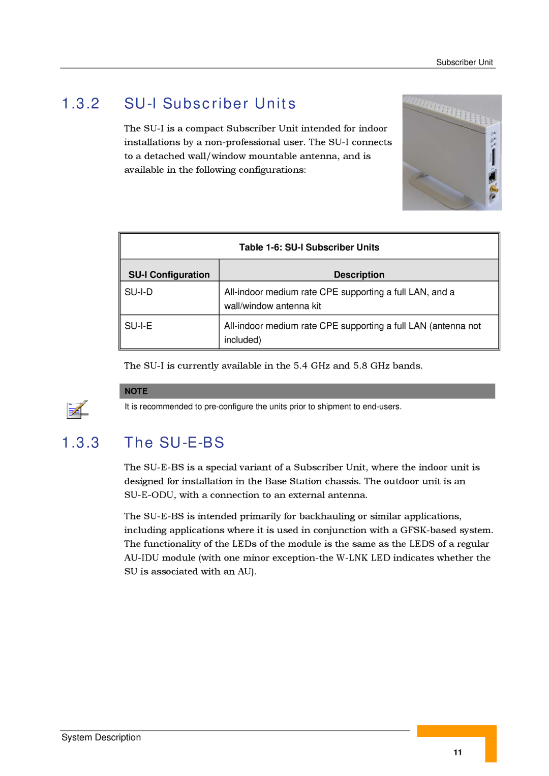 Alvarion SW VERSION 5.1 system manual SU-I Subscriber Units, Su-E-Bs 