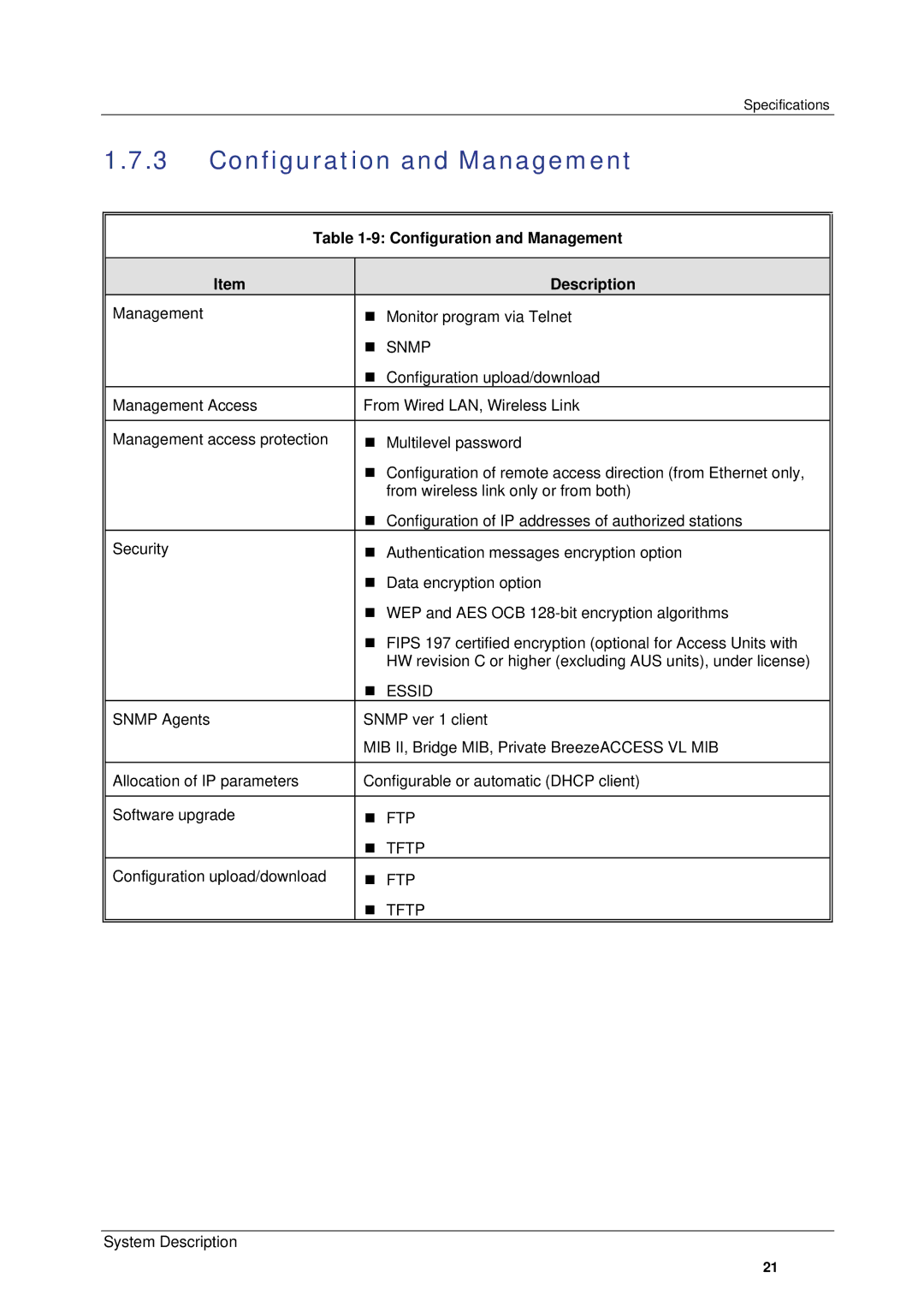 Alvarion SW VERSION 5.1 system manual Configuration and Management 