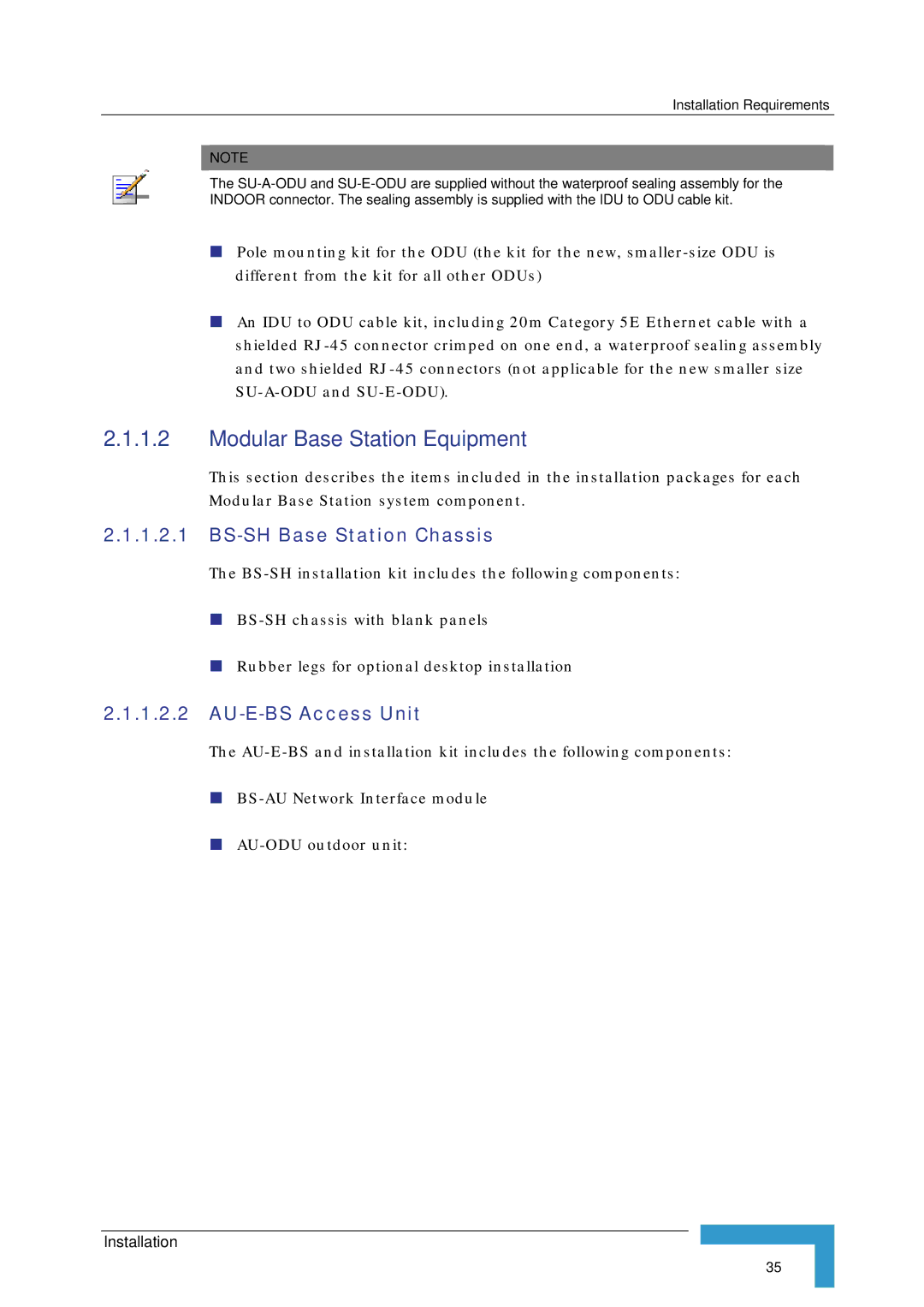 Alvarion SW VERSION 5.1 system manual BS-SH Base Station Chassis, AU-E-BS Access Unit 