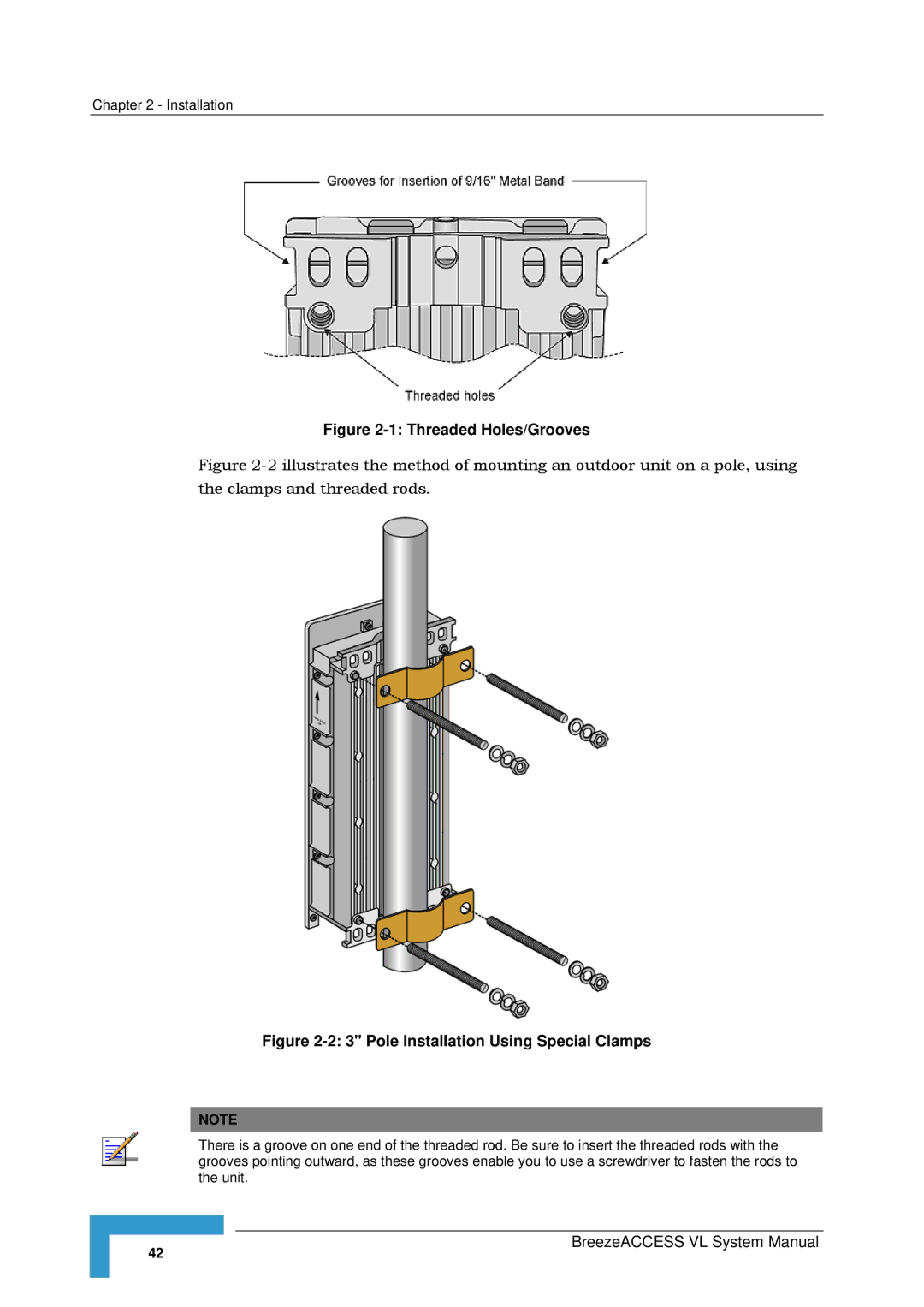 Alvarion SW VERSION 5.1 system manual Threaded Holes/Grooves 