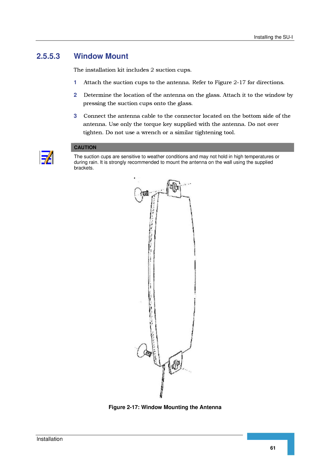 Alvarion SW VERSION 5.1 system manual Window Mounting the Antenna 