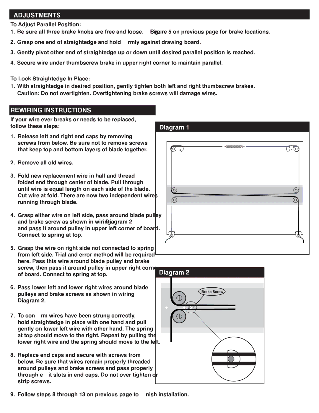 Alvin 2201, 1101 manual Diagram, To Adjust Parallel Position, To Lock Straightedge In Place 