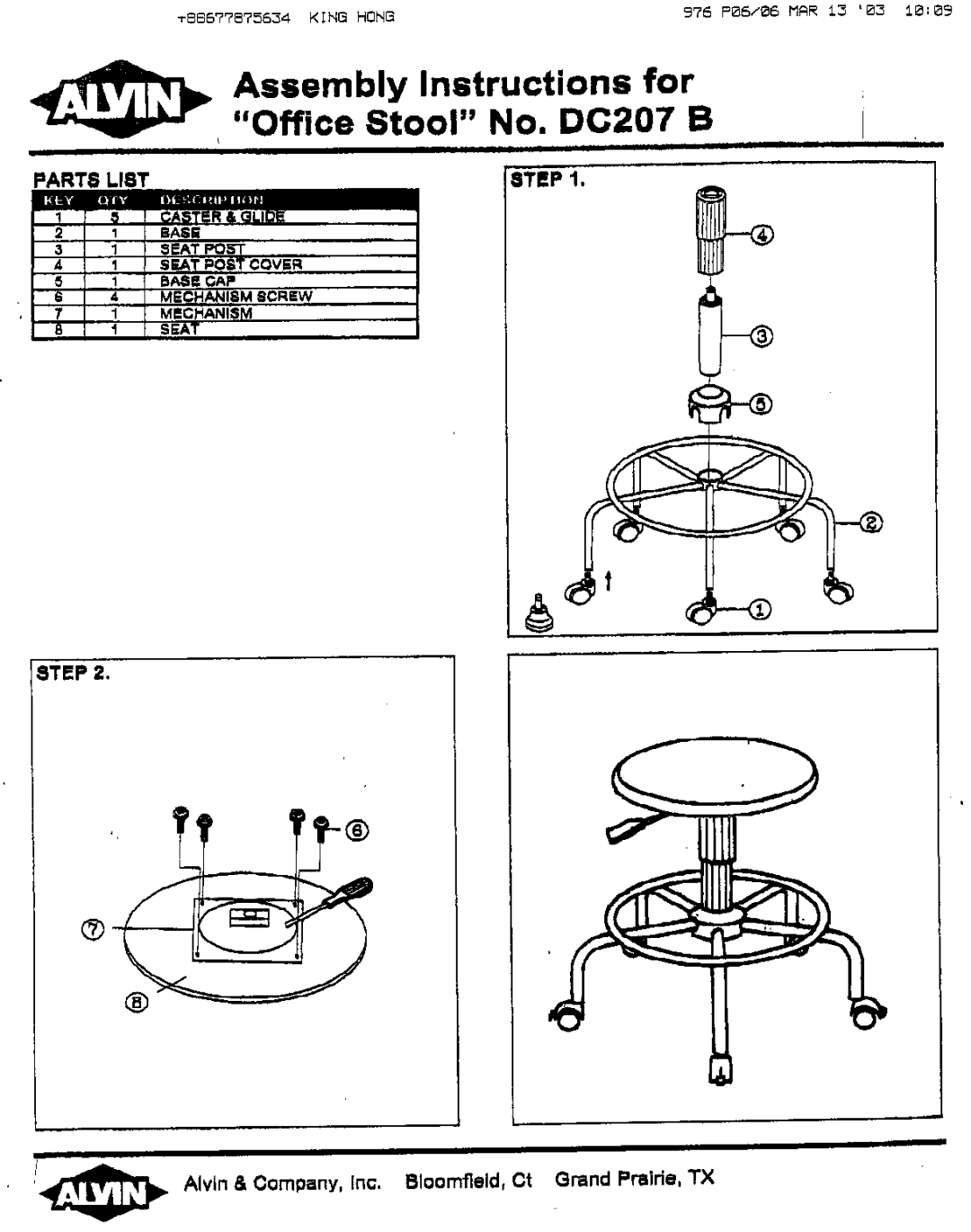 Alvin DC207B manual 