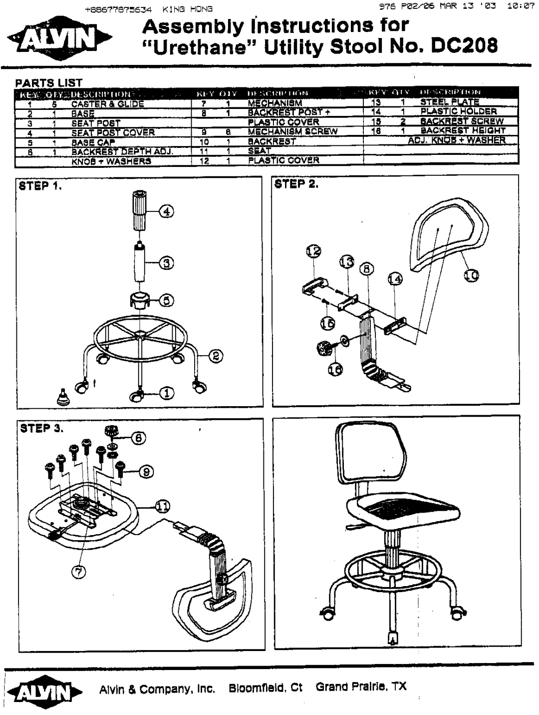 Alvin DC208 manual 