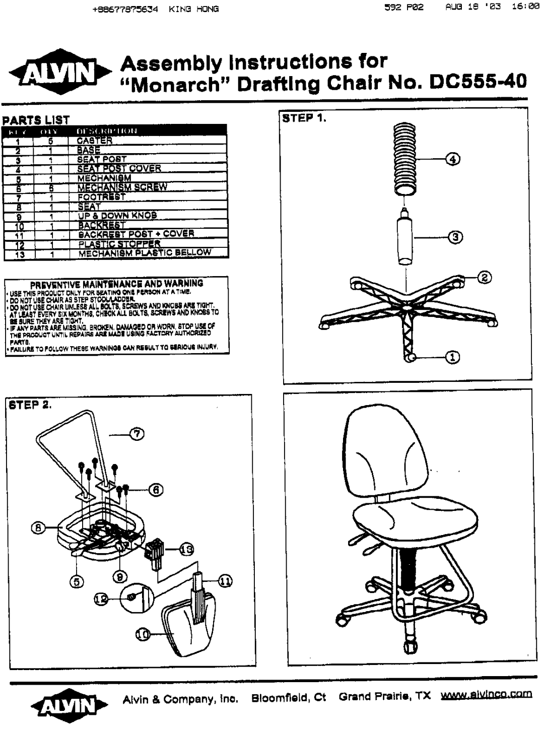 Alvin DC555-40 manual 