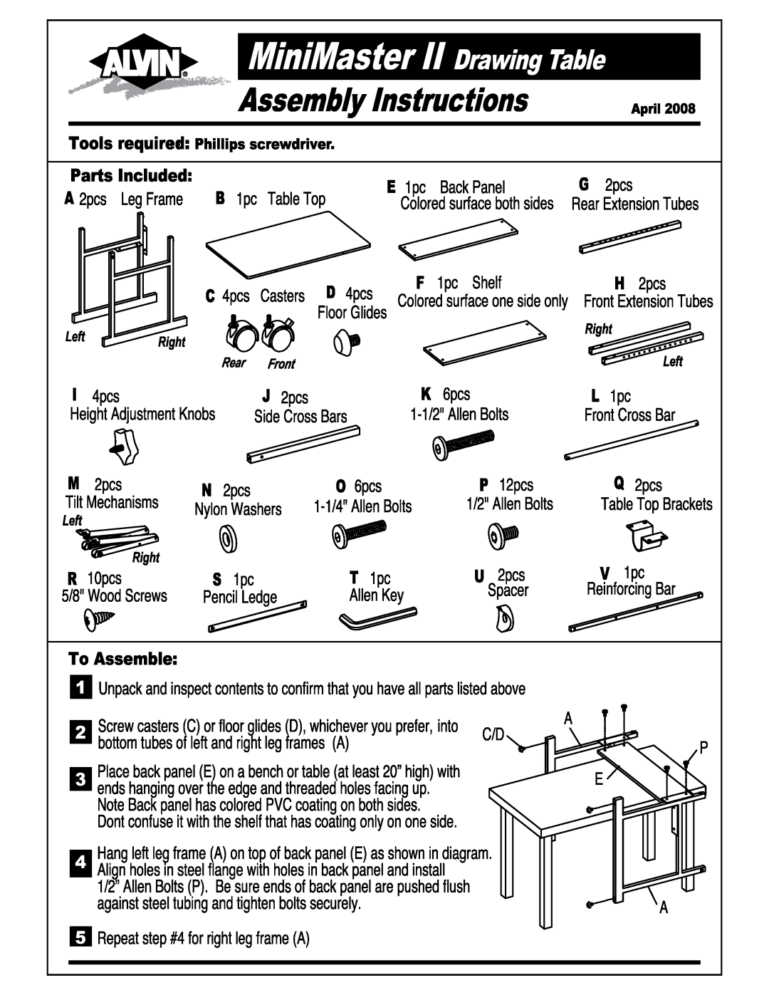 Alvin Drawing Table manual 