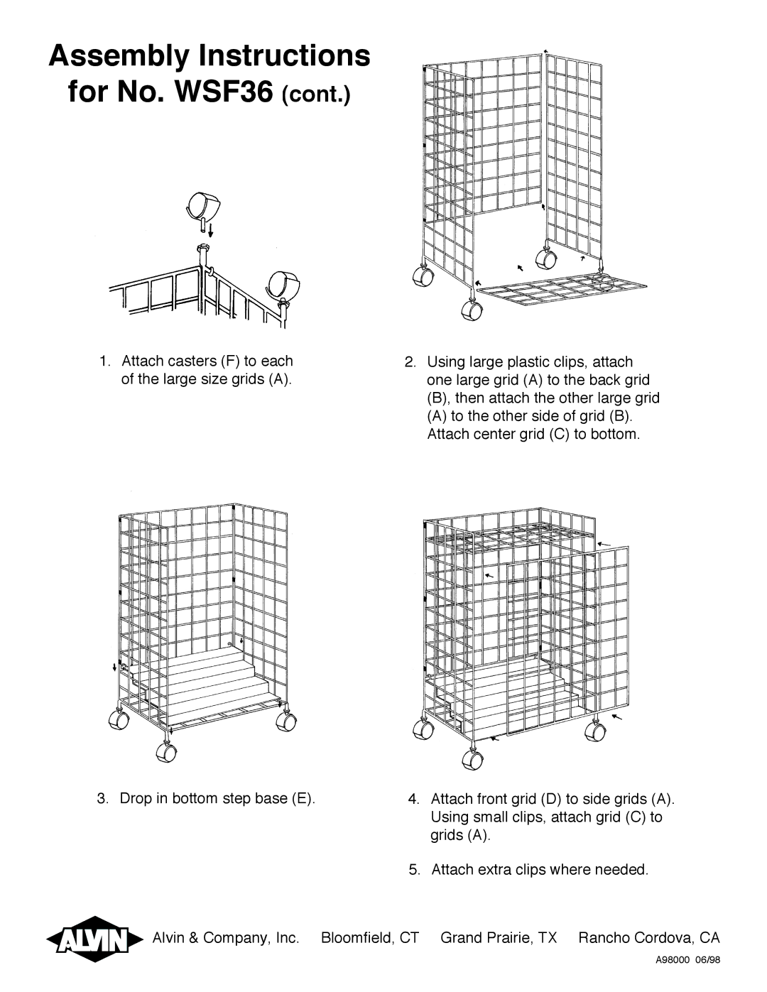 Alvin manual Assembly Instructions For No. WSF36 