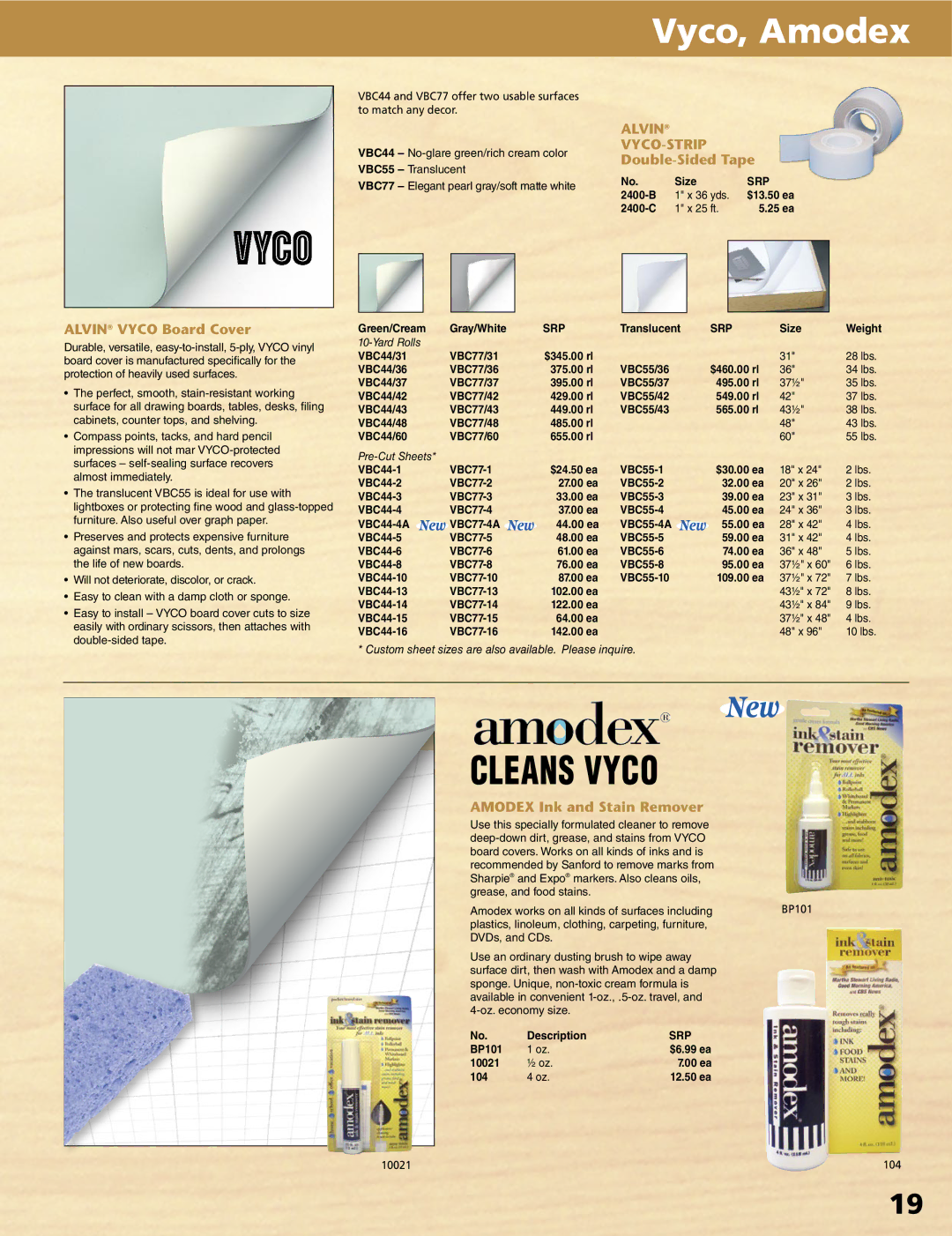 Alvin XV-3-XB Vyco, Amodex, Alvin VYCO-STRIP, Double-Sided Tape, Alvin Vyco Board Cover, Amodex Ink and Stain Remover 