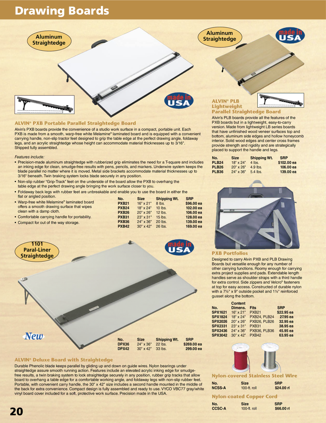 Alvin XX-4-XB, XV-4-XB, XX-3-XB, XV-3-XB manual Drawing Boards, Alvin PLB 