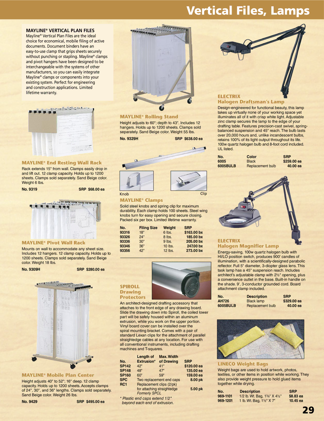 Alvin XV-4-XB, XX-4-XB, XX-3-XB, XV-3-XB manual Vertical Files, Lamps, Spiroll, Electrix 