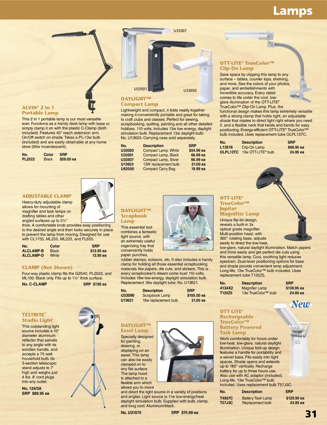 Alvin XV-3-XB, XX-4-XB, XV-4-XB, XX-3-XB manual Lamps, Daylight, Testrite, Ott-Lite 