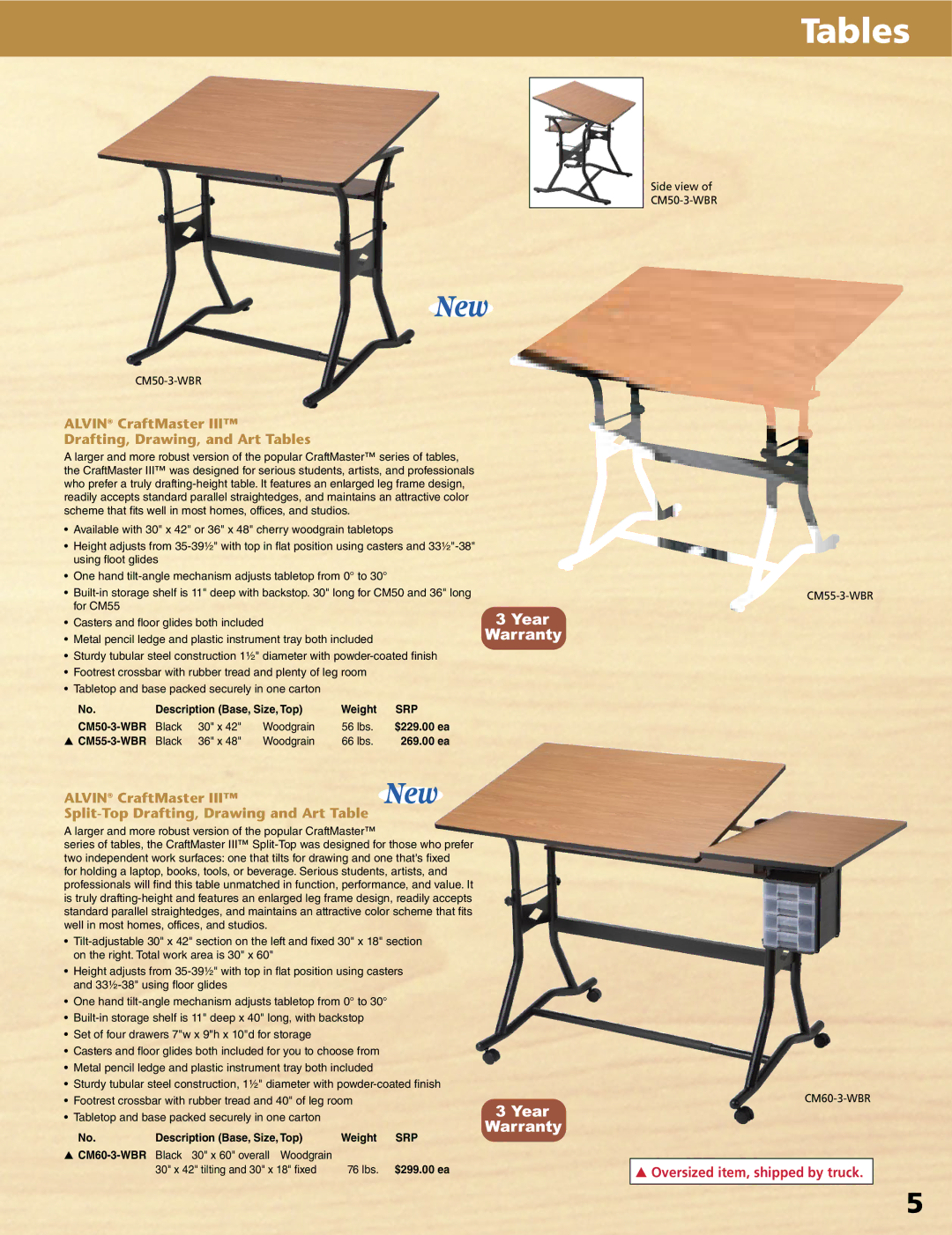 Alvin XV-4-XB, XX-4-XB, XX-3-XB, XV-3-XB manual Alvin CraftMaster Drafting, Drawing, and Art Tables, CM50-3-WBR 