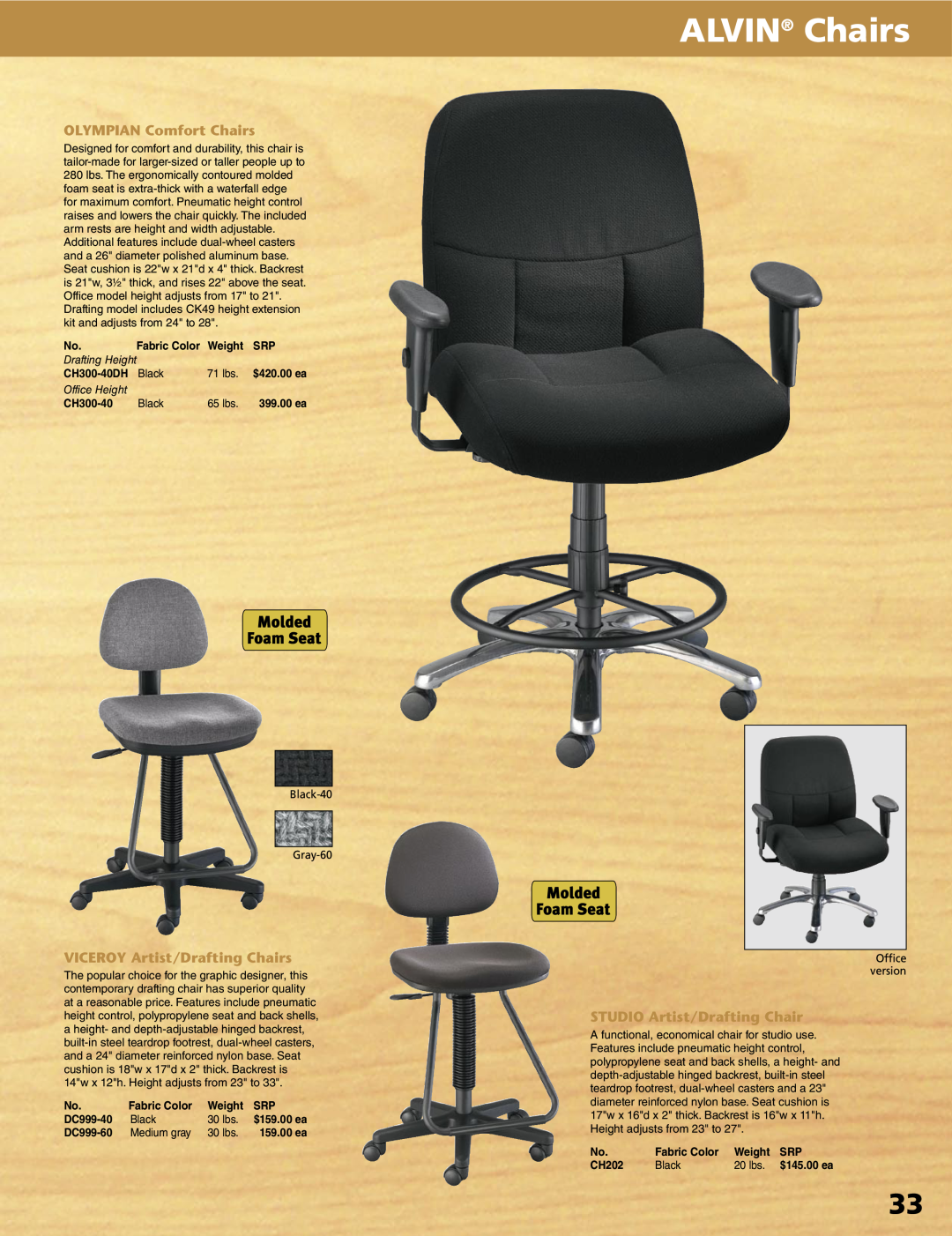 Alvin XV-4-XB, XX-4-XB ALVIN Chairs, OLYMPIAN Comfort Chairs, VICEROY Artist/Drafting Chairs, STUDIO Artist/Drafting Chair 